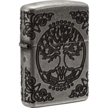 Zippo Armor 29670 — Antique Silver, гравировка «Древо жизни»